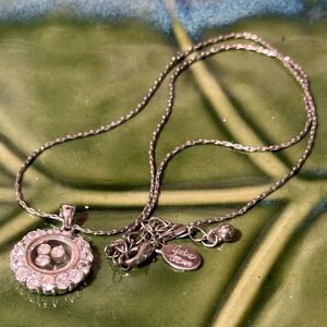 Vintage Cookie Lee Silver Tone Necklace Genuine Cubic Zirconia Pendant